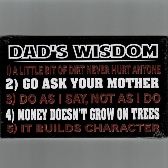 Man Cave Wood Sign Wall Plaque Dad Fathers Day Christmas Gift Dads Wisdom - Picture 2 of 2